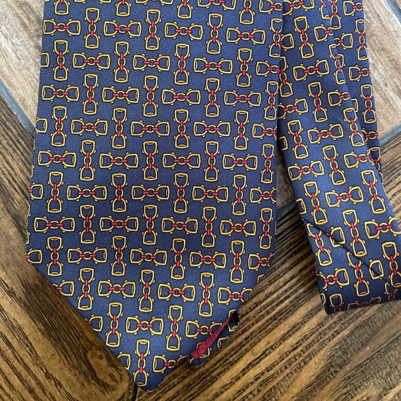 Christian Dior Monsieur Navy Horse Bit Print Silk Tie - Picture 2 of 4